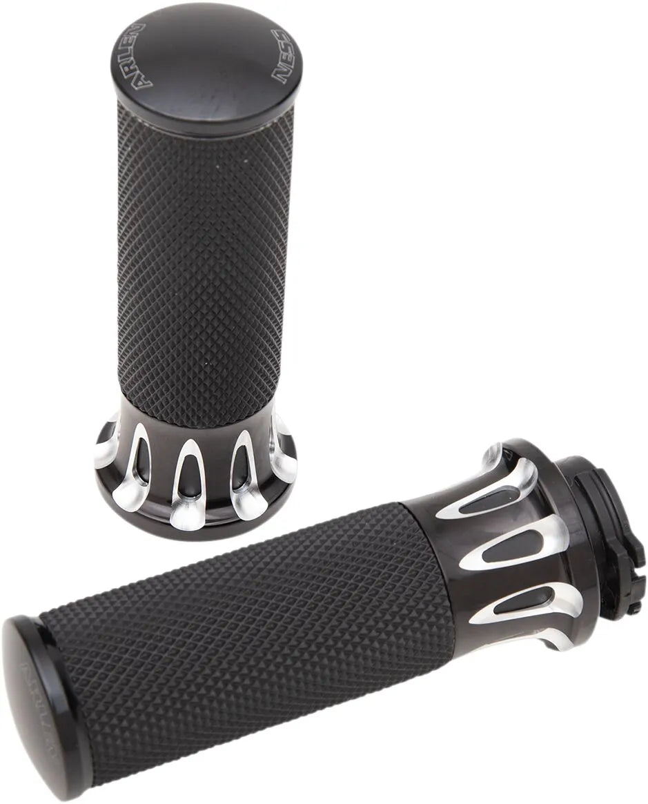 Arlen Ness Fusion Deep Cut Grips - Black Anodized