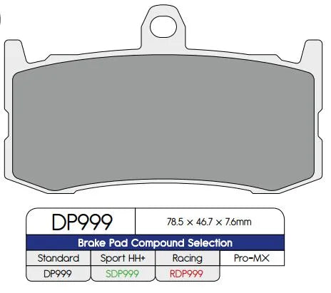 Dp Brakes Rdp999 Race Pads För Högpresterande Bromsning - Fram