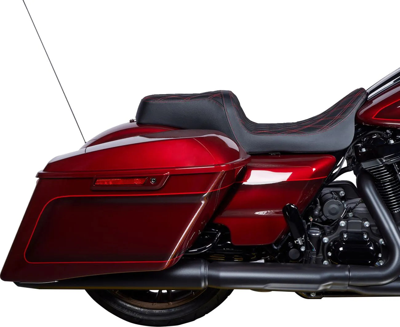 Drag Specialties Predator Seat - 1-up, Black/red - For Harley Davidson