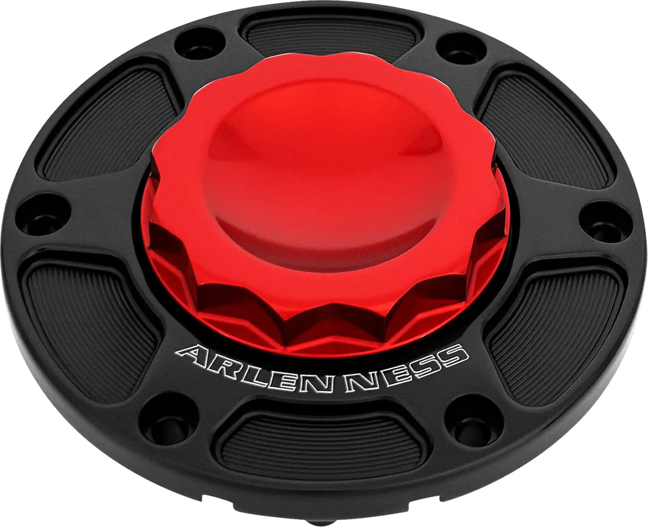 Arlen Ness 12 Point Gas Cap - Red/black Billet Aluminum