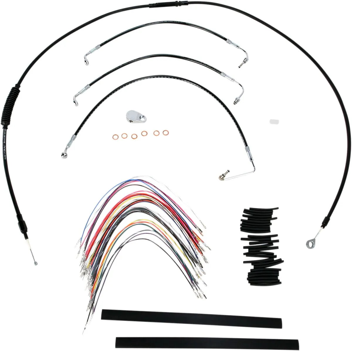 BURLY BRAND Black Vinyl Handlebar Cable/Line Kit for Ape Hangers