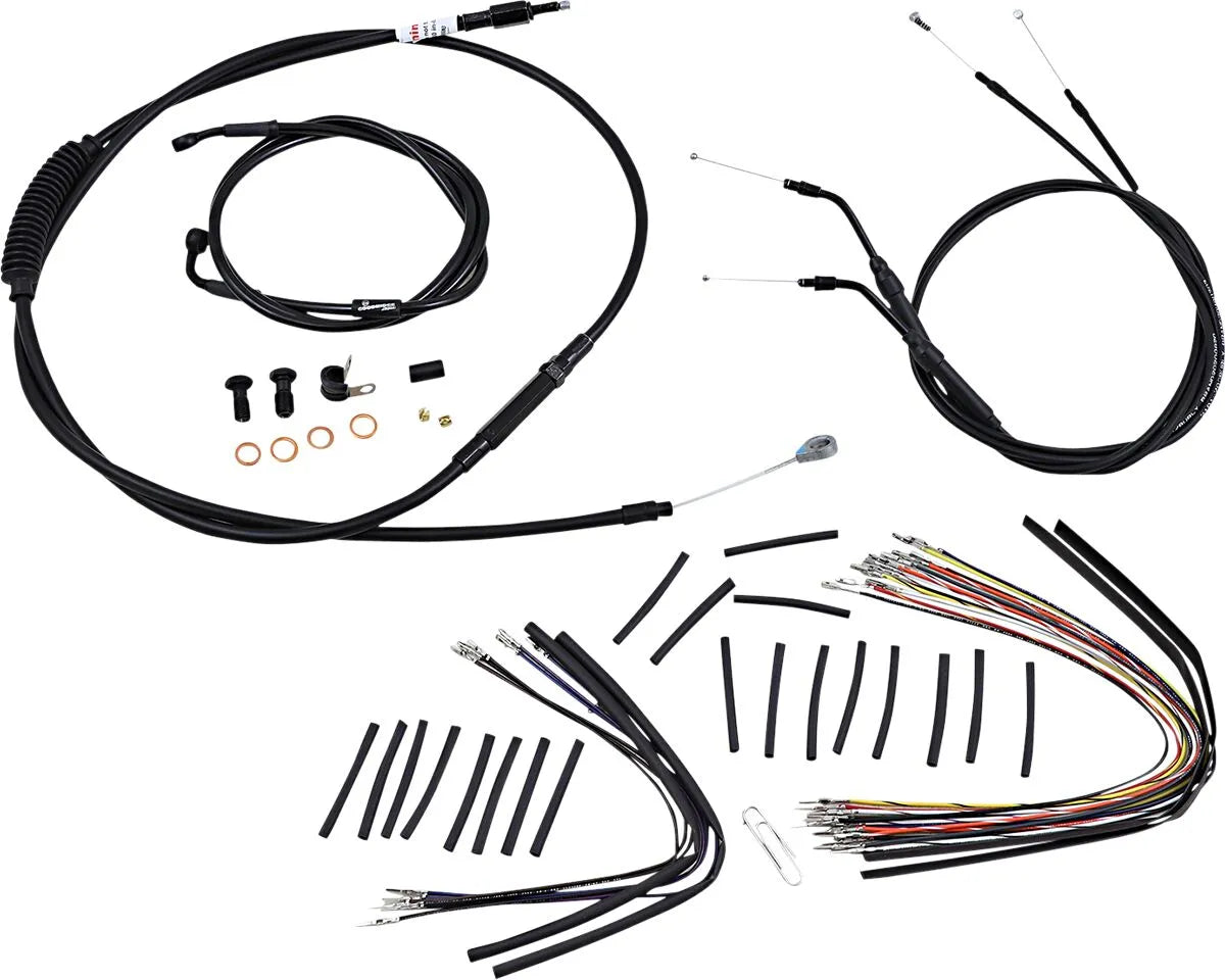 BURLY BRAND Black Vinyl Handlebar Cable/Line Kit for Ape Hangers