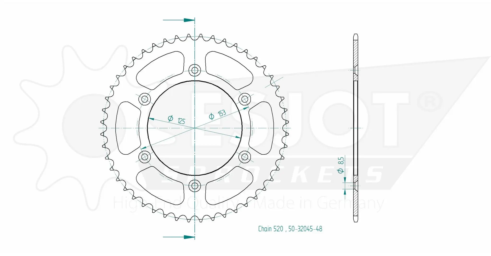 Esjot 520 Steel Rear Sprocket