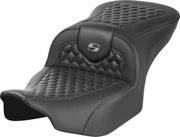 Saddlemen Roadsofa Seat - Honeycomb Stitching - For Harley Davidson