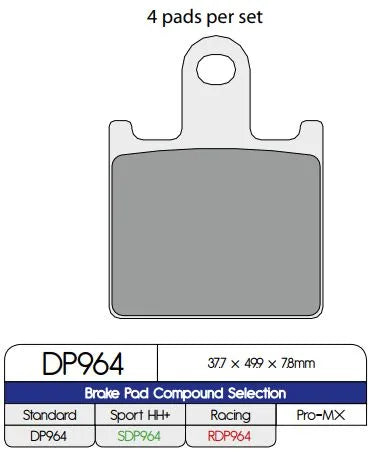 Dp Brakes Standard Sintrade Metall Bromsbelägg - Fram