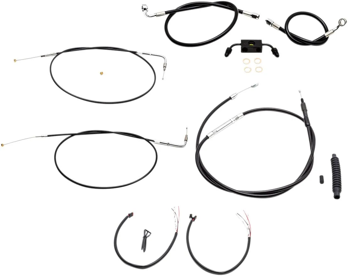 LA CHOPPERS Black Vinyl Braided Cable/Brake Line Kit 15-17" Ape