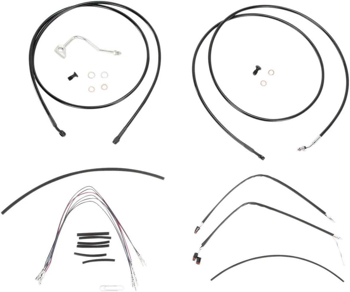 BURLY BRAND Black Vinyl Handlebar Cable Kit for Ape Hangers