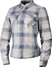 Icon Women's Fallblock Flannel™ Motorcycle Jacket - Blue/Gray/Red/White