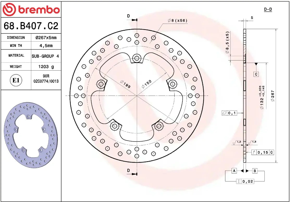 Brembo Serie Oro Prime Line Fixed Brake Rotor - Front