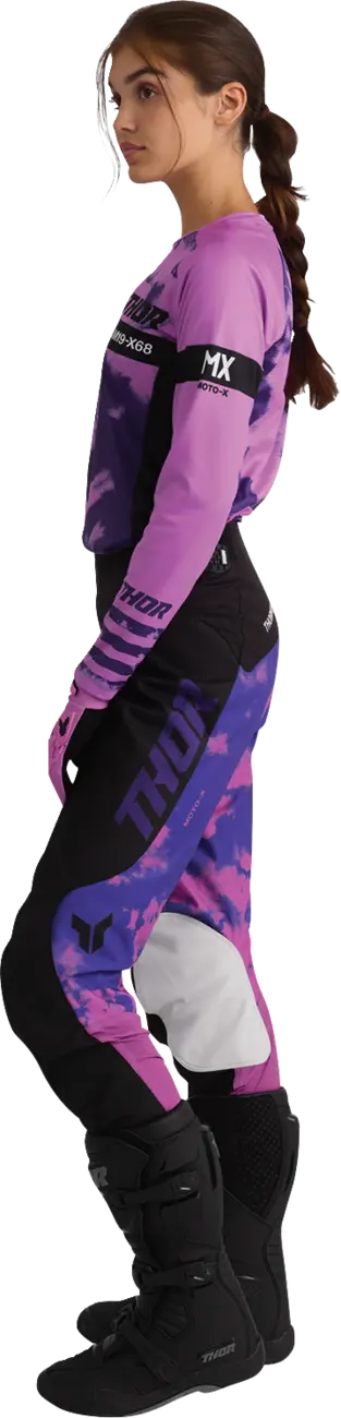Thor Women's Launchmode Bleach Motocross Pants - Black/Purple/White