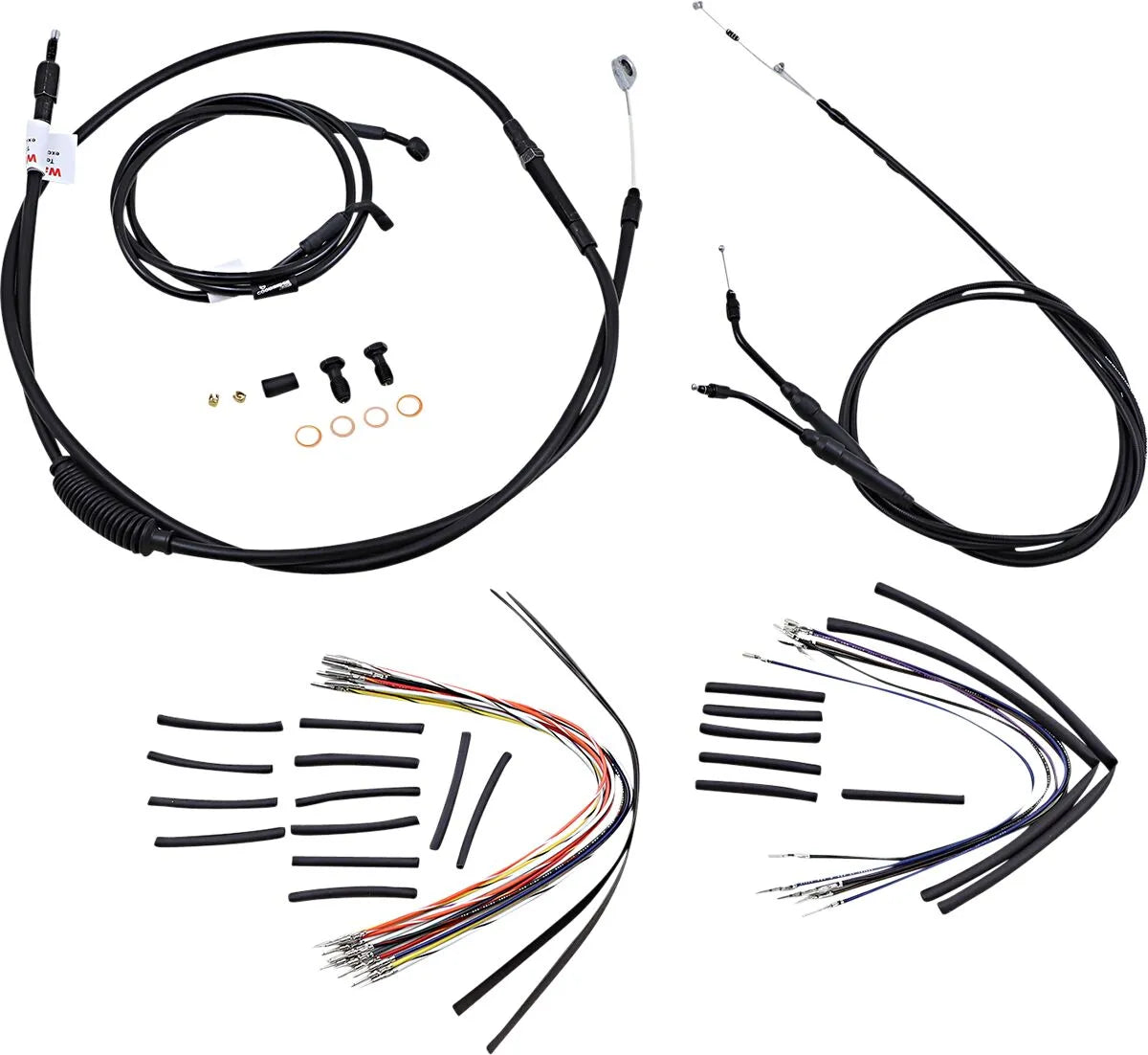 BURLY BRAND Black Vinyl Handlebar Cable Kit for 16" Ape Hangers