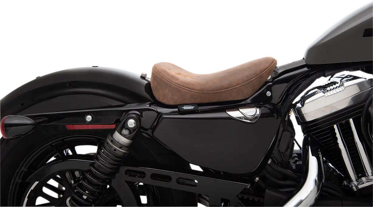 Drag Specialties Bobber Solo Seat - Brown Leather - For Harley Davidson