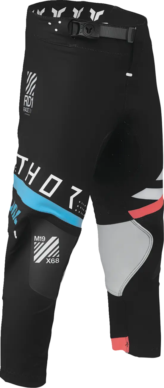Thor Youth Sportmode Synth Pants - Black/White/Coral/Turquoise