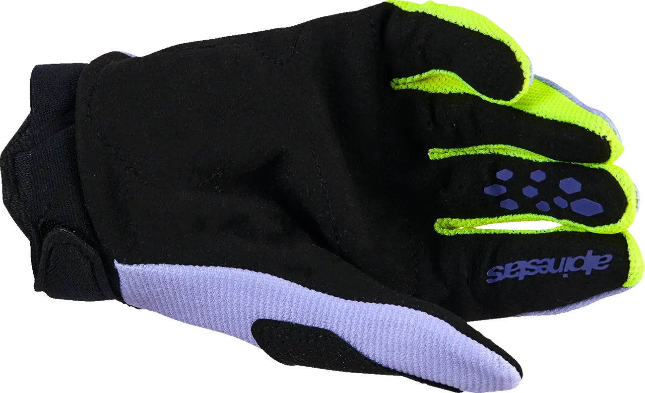 Alpinestars Youth Full Bore V2 Mx Gloves - Black/Purple/Fluorescent Yellow