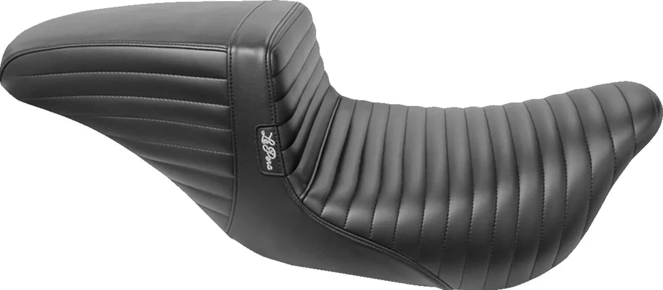 Le Pera Kickflip Seat - Black Vinyl, Pleated - For Harley Davidson