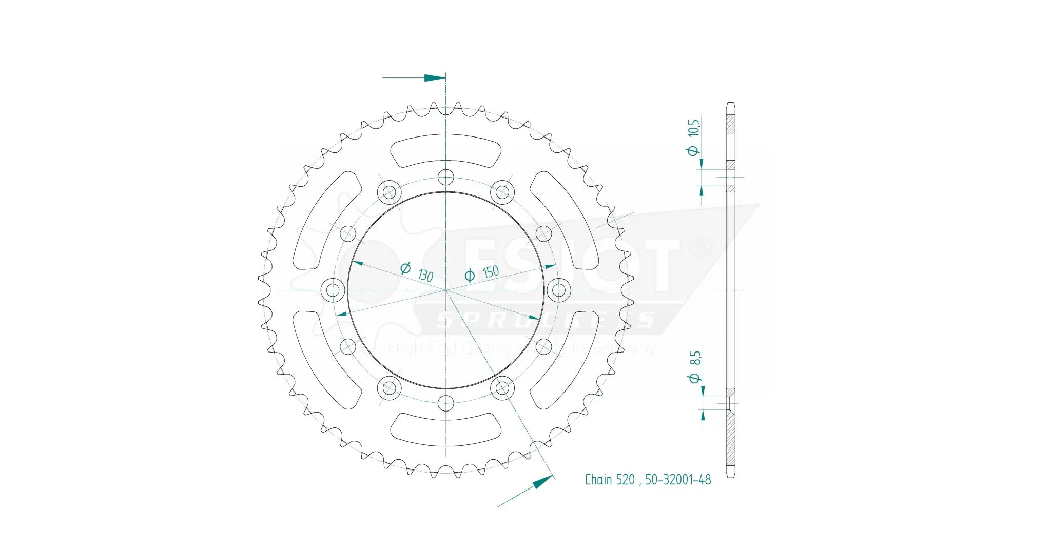Esjot 520 Sprocket - Rear Steel Sprocket