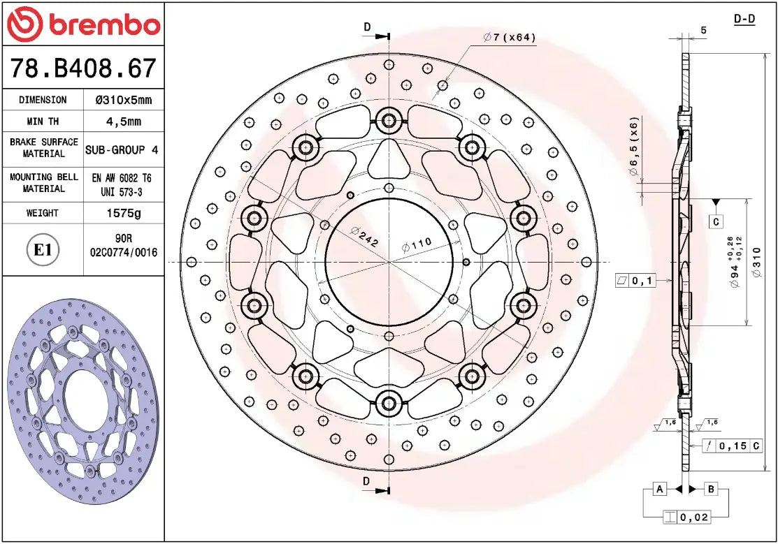 Brembo Serie Oro Floating Brake Rotor