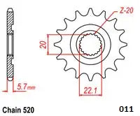 Moto-master Steel Ultralight Front Sprocket
