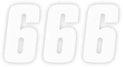 Factory Effex Number Stickers 6" White 3-pack