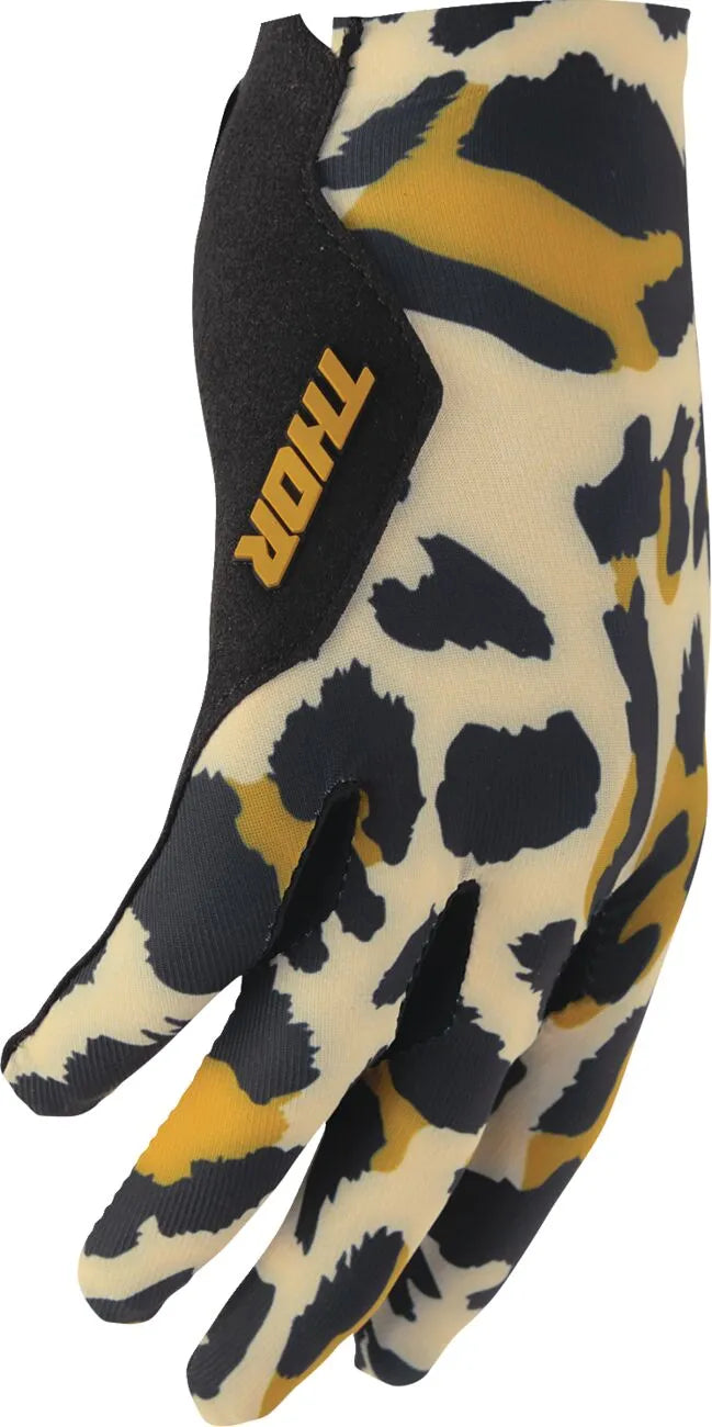 Thor Women's Sportmode Cheetah Gloves - Black/Orange/Tan
