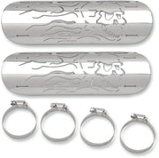 Drag Specialties Flaming Skull Värmesköldar För 2"-2.25" Avgasrör