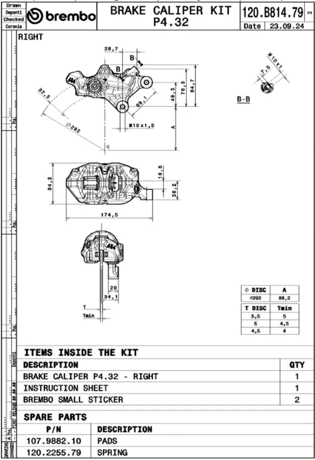 Brembo 484 Logonero Brake Caliper Upgrade Front Right