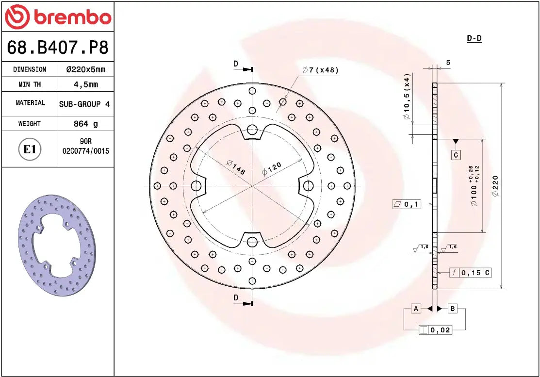 Brembo Serie Oro Brake Rotor Fixed Prime Line - Rear