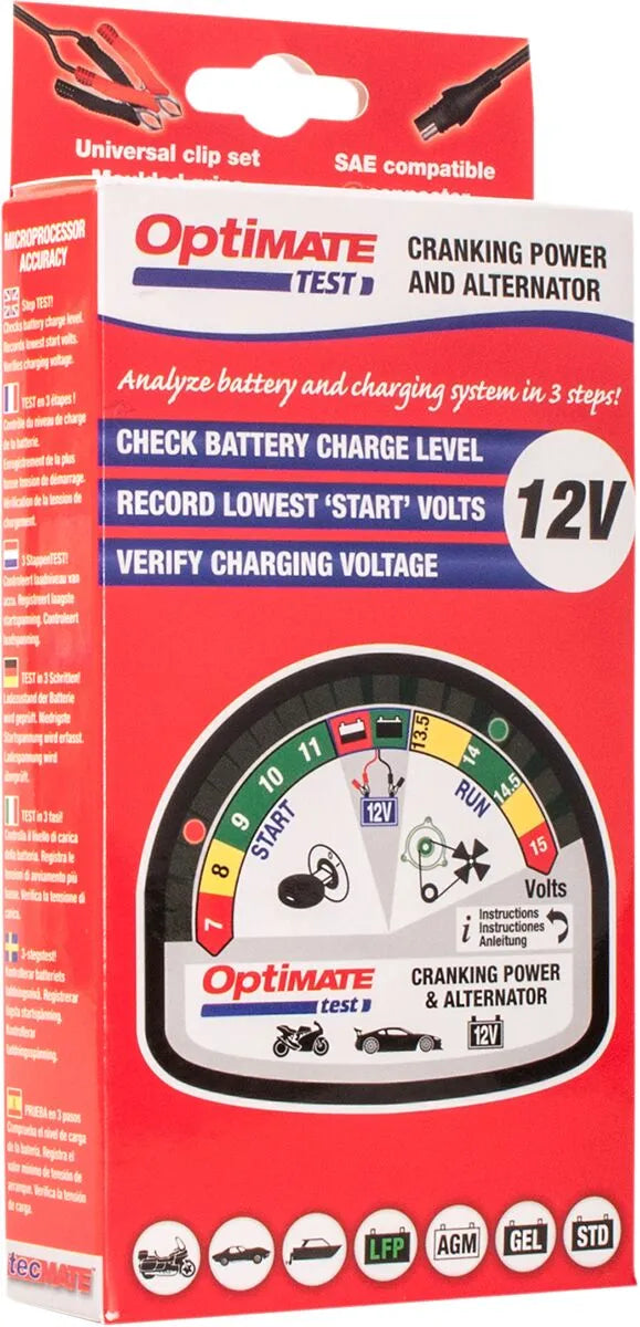 Tecmate OptiMate TEST 12V Cranking Alternator Battery Tester
