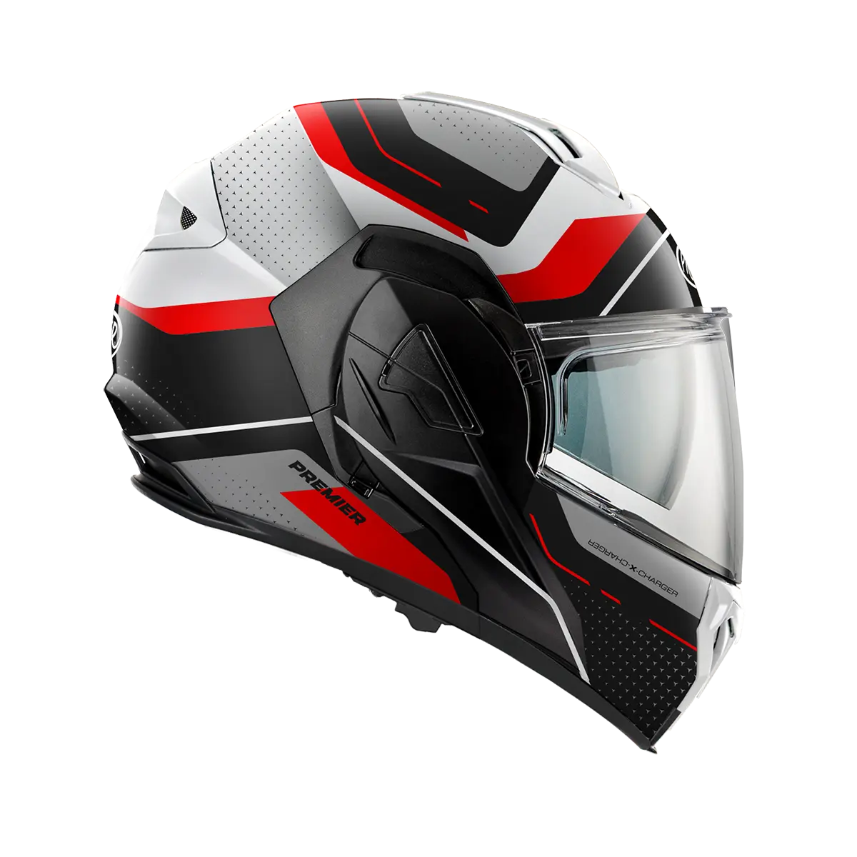 Premier Helmets X-charger Modular Helmet - Black/gray/red/white