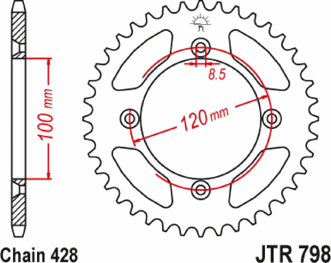 Jt Sprockets Rear Sprocket 51t Steel Black