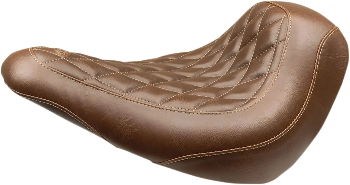 Mustang Wide Tripper Solo Seat - Brown - For Harley Davidson
