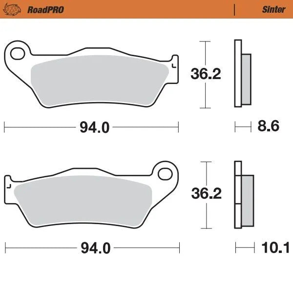 Moto-master Roadpro Sintered Brake Pad Rear - Rear