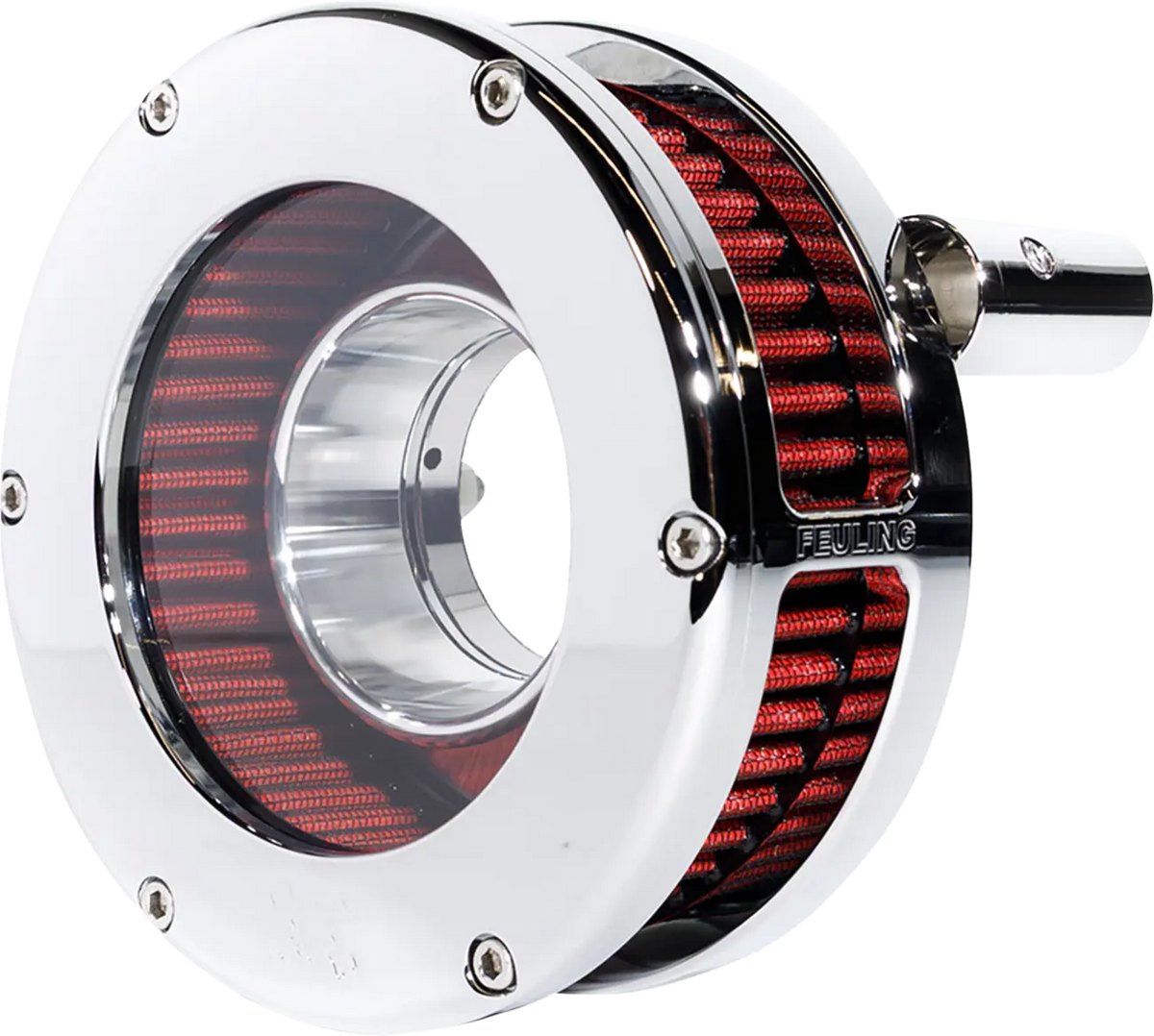 Feuling Parts BA Slim Air Cleaner Kit Clear Chrome/Red