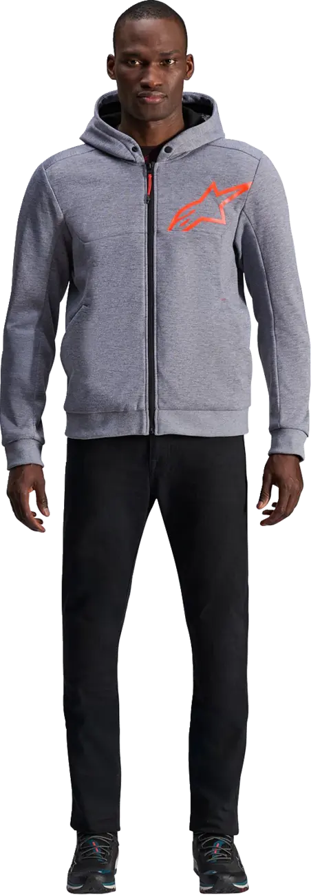 Alpinestars Chrome V2 Sport Hoodie - Heather Gray/Red Fluo