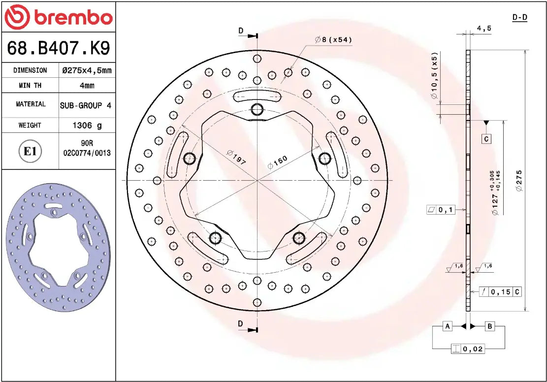 Brembo Serie Oro Prime Line Fixed Brake Rotor - Front & Rear