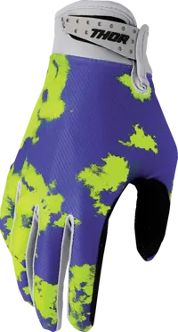 Thor Youth Launchmode Bleach Gloves - Gray/Acid