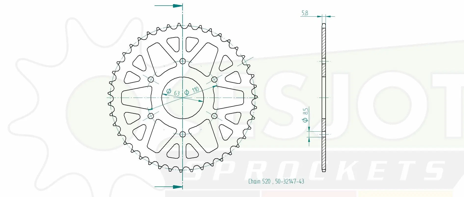Esjot 520 Steel Rear Sprocket