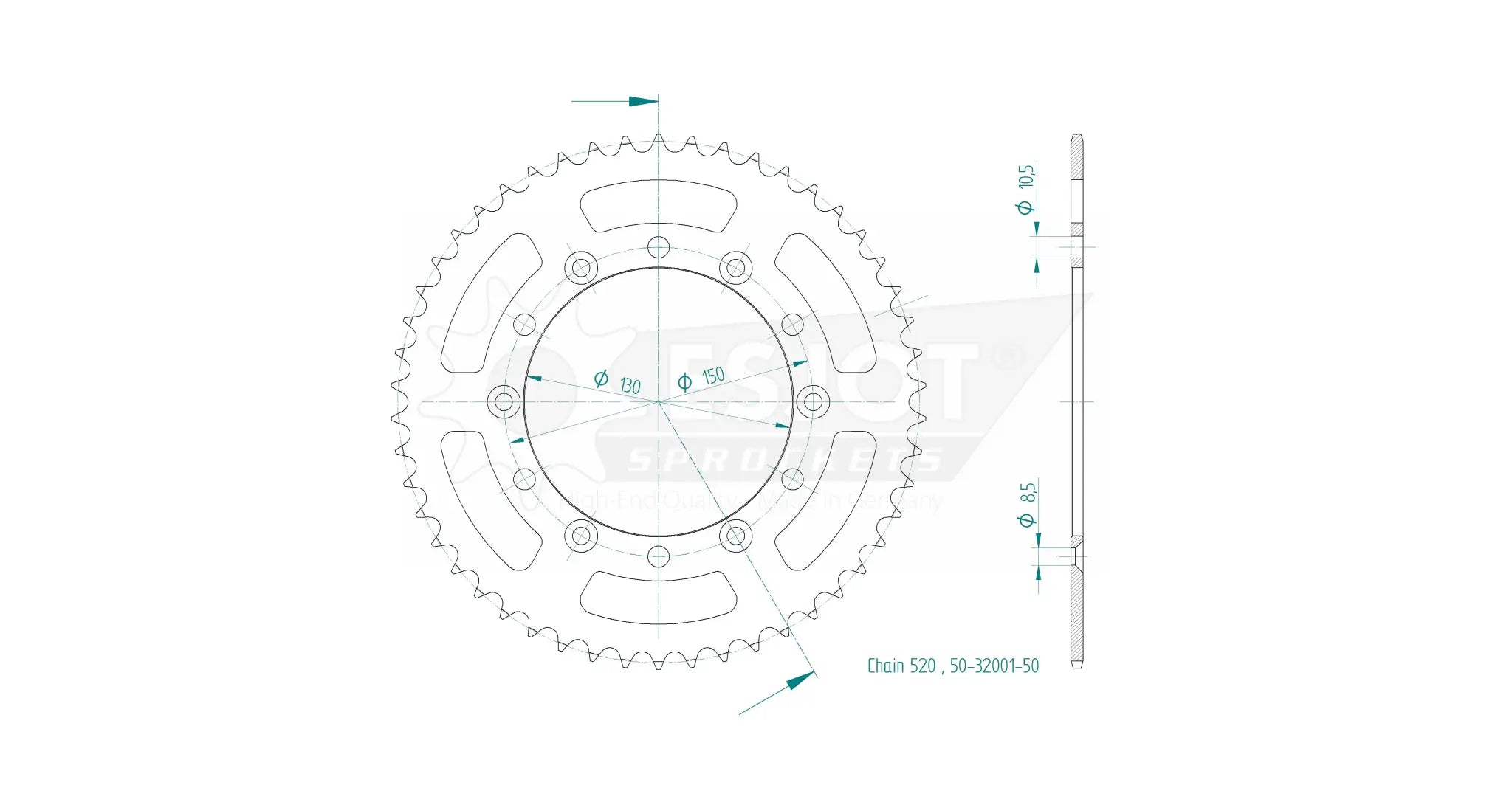 Esjot 520 Steel Rear Sprocket