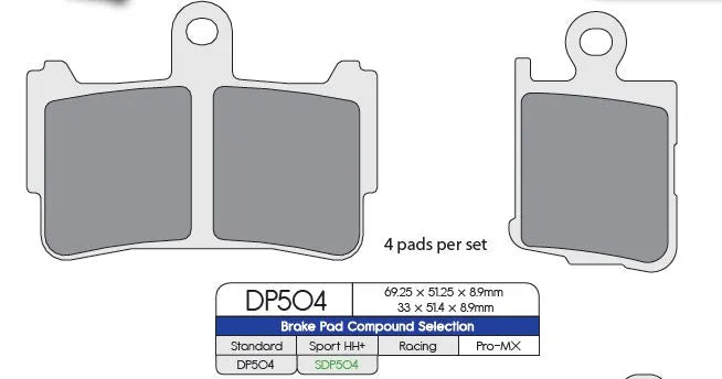 Dp Brakes Sdp504hh+ Sintrade Bromsbelägg (Fram) - Fram