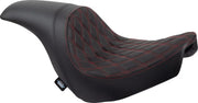 Drag Specialties Predator Seat - Black, Red Stitching - For Harley Davidson