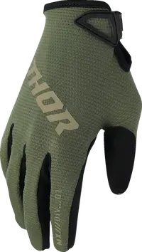 Thor Youth Ridemode Static Mx Gloves - Black/Camo Green