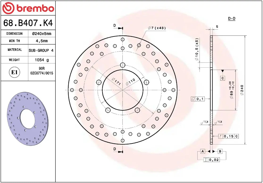 Brembo Serie Oro Fixed Brake Rotor Prime Line - Rear