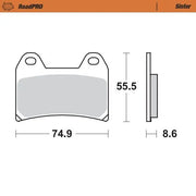 Moto-master Roadpro Sinter Bromsbelägg Fram - Sintrad Metall - Fram
