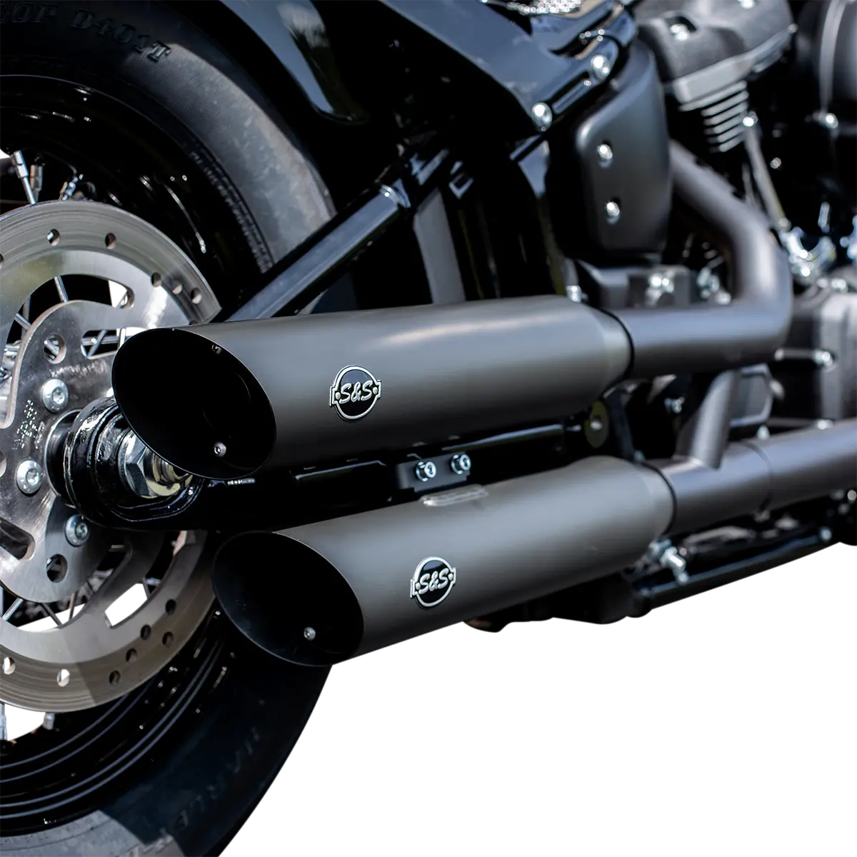 S&s Cycle Slash-cut Slip-on Mufflers In Guardian Black
