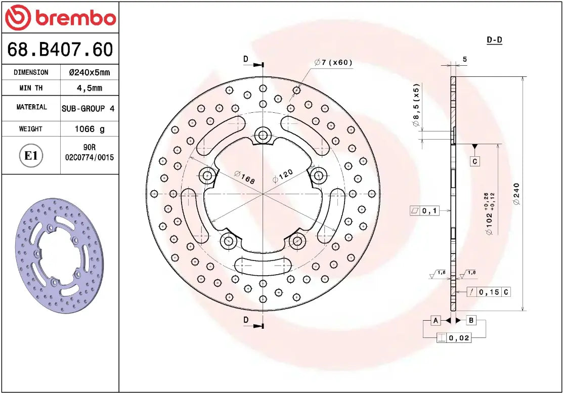 Brembo Serie Oro Brake Rotor Fixed Prime Line - Rear