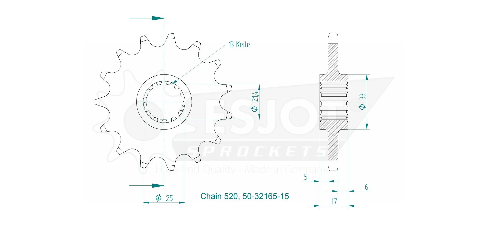 Esjot 520 Front Sprocket - 15 Tooth