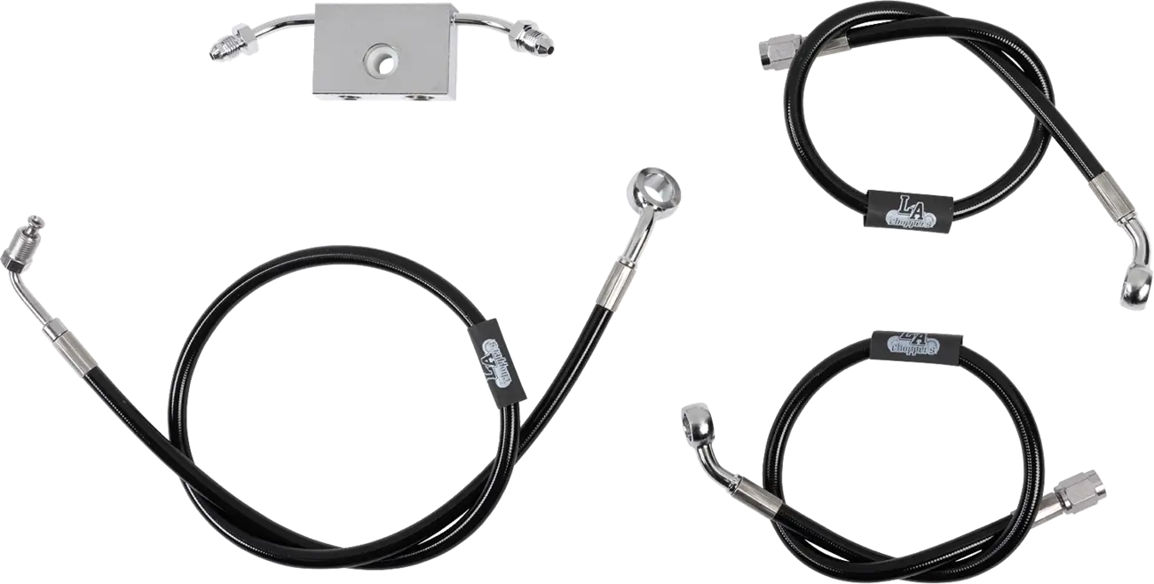 La Choppers Svart Flätad Bromsslang Kit Med Abs