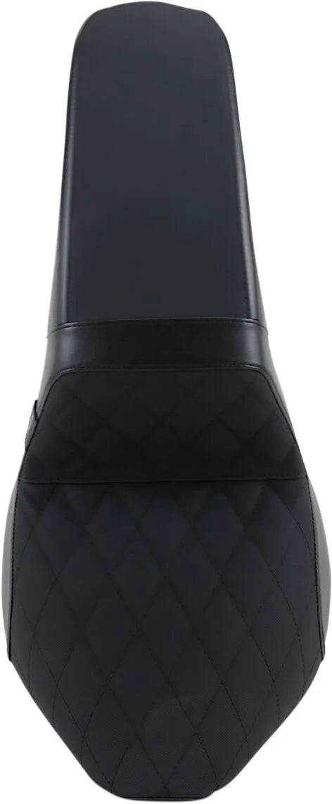 Le Pera Kickflip Seat - Black Vinyl, Diamond Stitch - For Harley Davidson