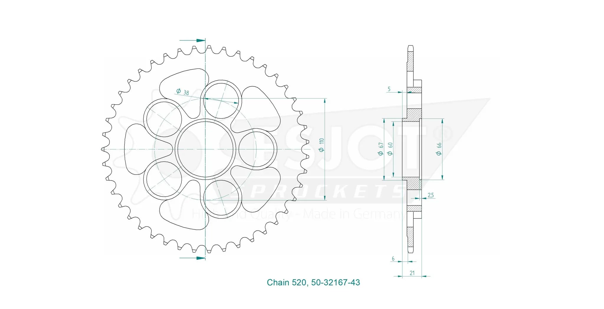 Esjot 520 Steel Rear Sprocket