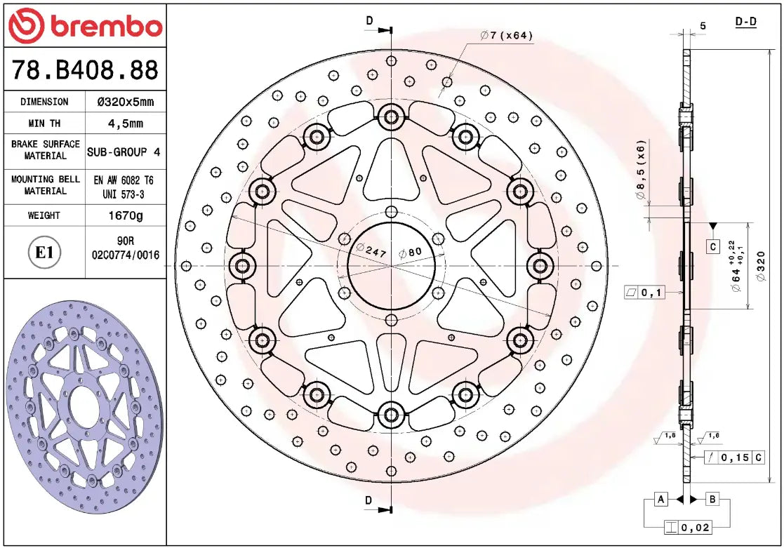 Brembo Serie Oro Floating Brake Rotor Prime Line - Front